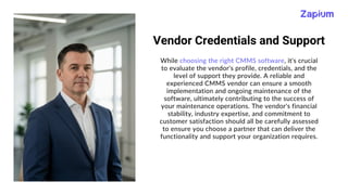 Choosing the Right CMMS Software - Zapium | PDF