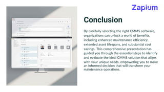 Choosing the Right CMMS Software - Zapium | PDF