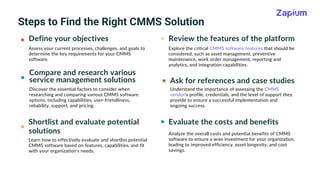 Choosing the Right CMMS Software - Zapium | PDF