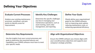 Choosing the Right CMMS Software - Zapium | PDF
