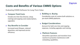 Choosing the Right CMMS Software - Zapium | PDF