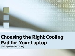 Choosing the Right Cooling
Pad for Your Laptop
www.laptoprepair.com.sg
 