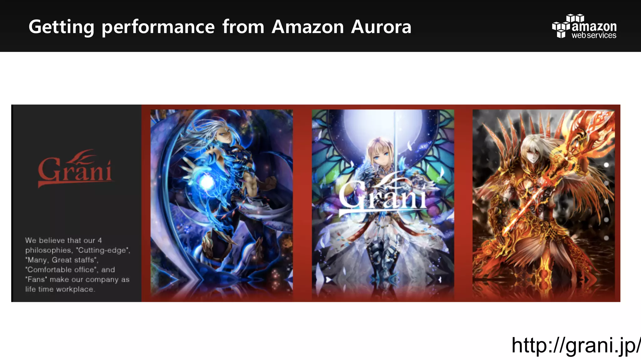 http://grani.jp/
Getting performance from Amazon Aurora
 