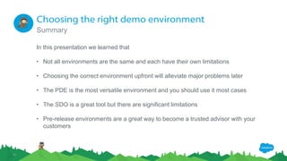 Choosing the Right Demo Environment (Salesforce Partners) | PDF
