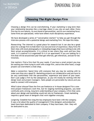 Choosing a Design Firm