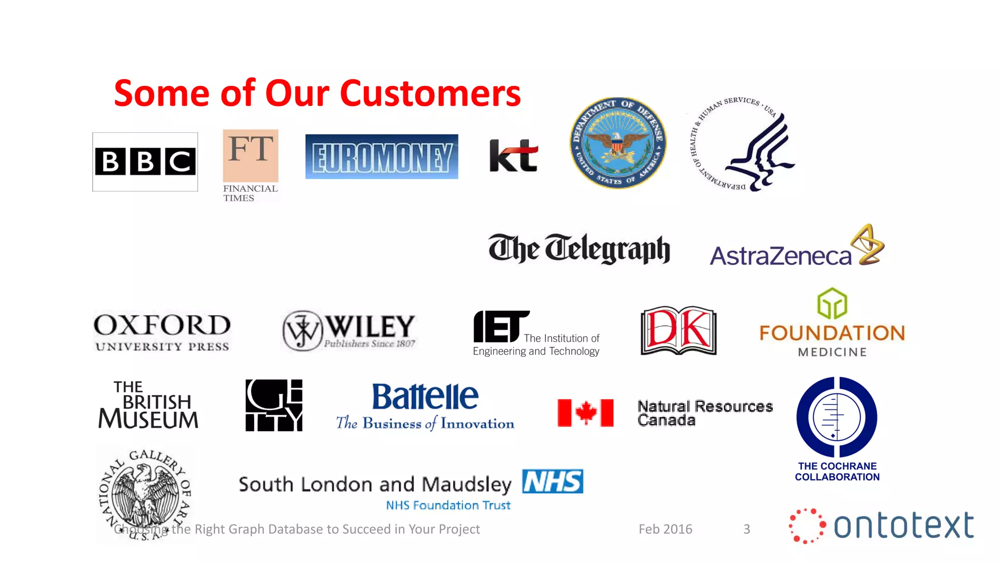 Some of Our Customers
3Feb 2016Choosing the Right Graph Database to Succeed in Your Project
 