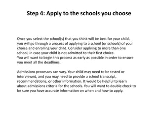 School Option Process Choosing the right school! | PPTX