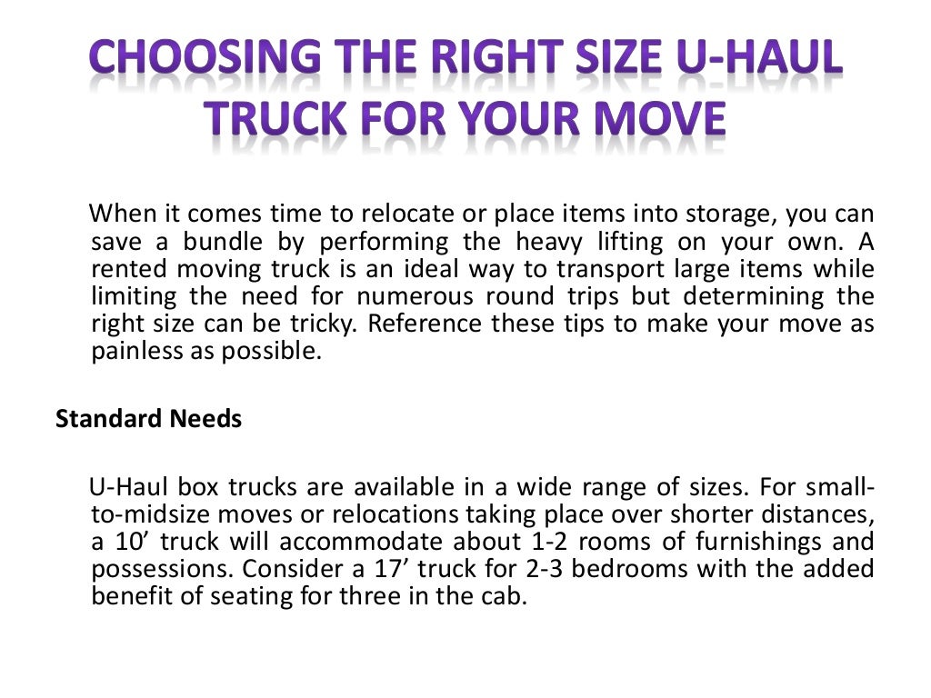 Choosing the Right Size UHaul Truck for Your Move