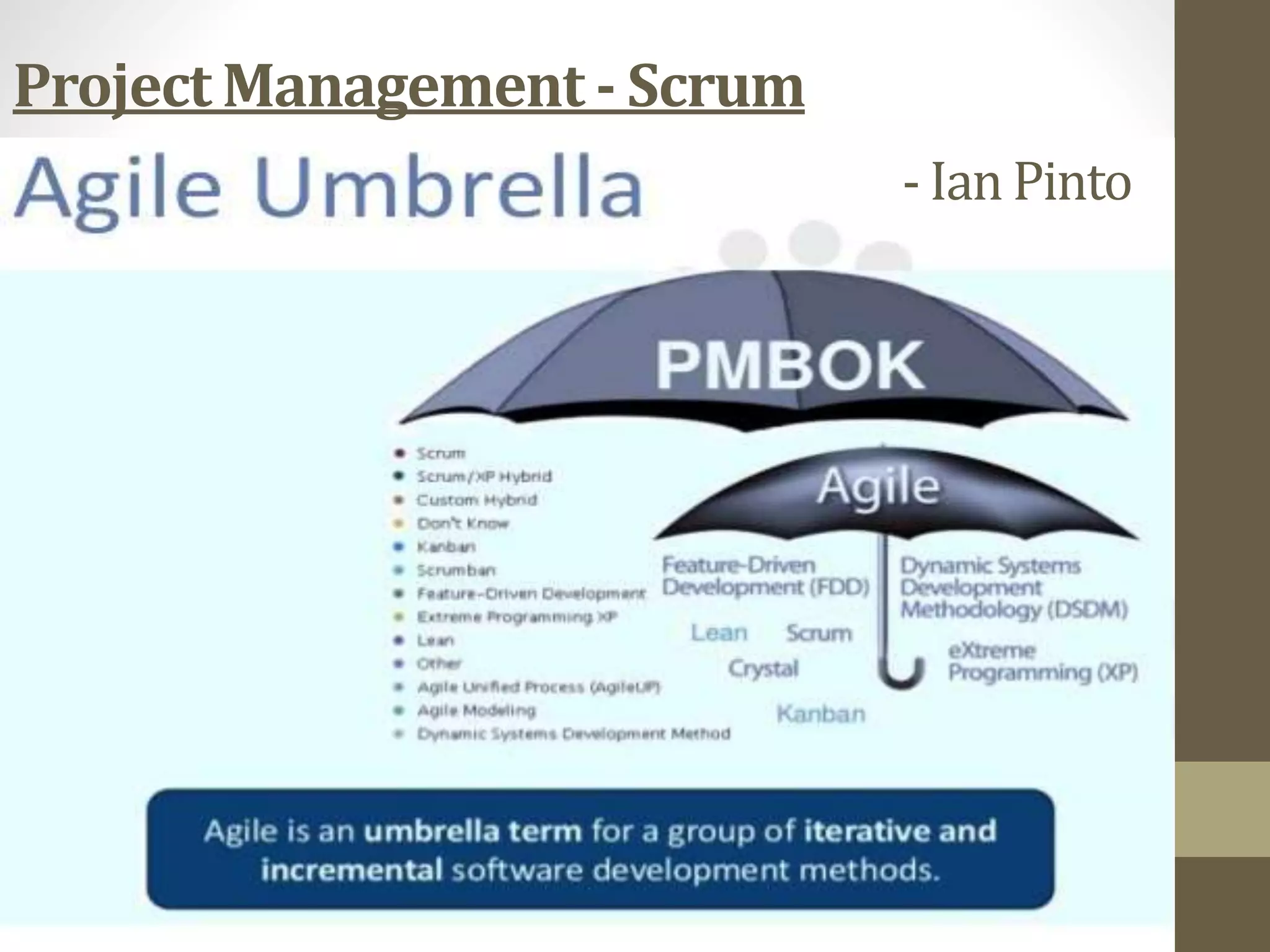 Project Management - Scrum
- Ian Pinto
 