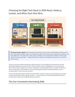 Choosing the Right Tech Stack in 2026: React, Node.js, Laravel, and ...