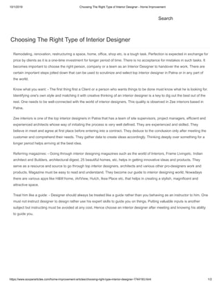Choosing the right type of interior designer