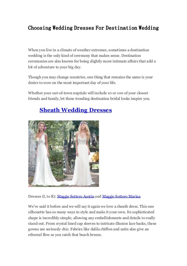 Choosing Wedding Dresses For Destination Wedding