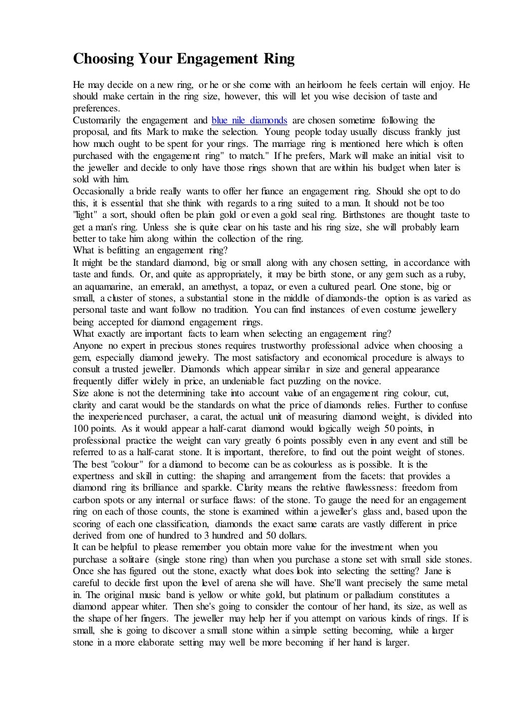 Choosing your engagement ring Choosing your engagement ring