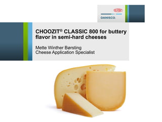 CHOOZIT® CLASSIC 800 for buttery
flavor in semi-hard cheeses
Mette Winther Børsting
Cheese Application Specialist
 