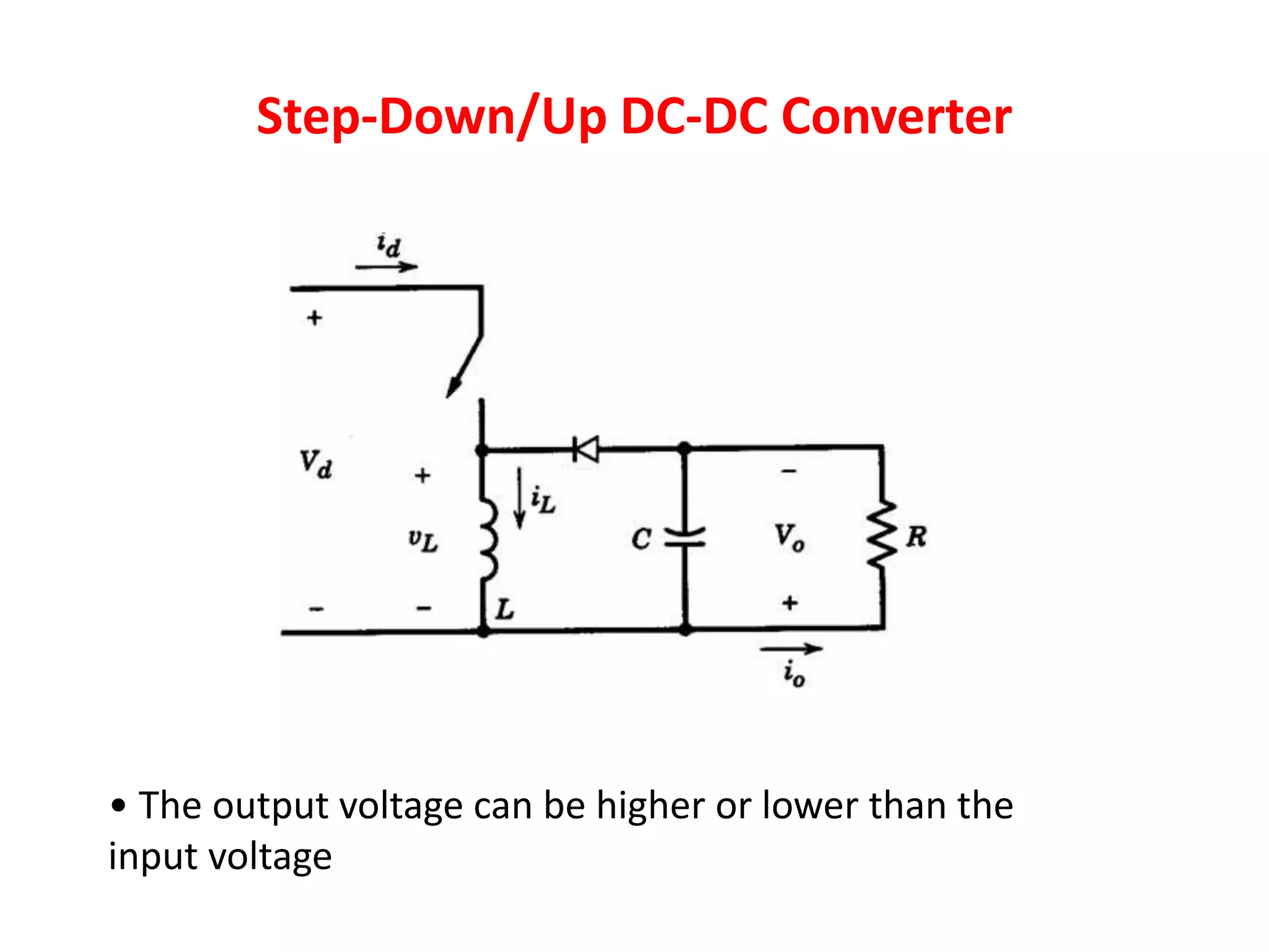 Step-Down/Up DC-DC Converter
• The output voltage can be higher or lower than the
input voltage
 