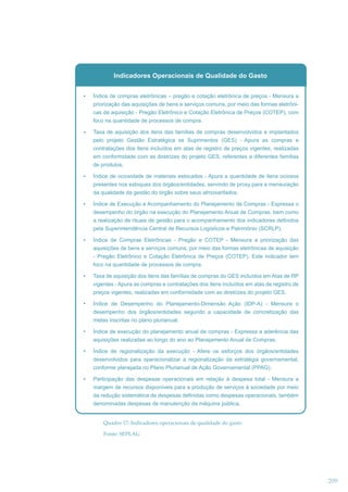 Quadro 17: Indicadores operacionais de qualidade do gasto
Fonte: SEPLAG

209

 