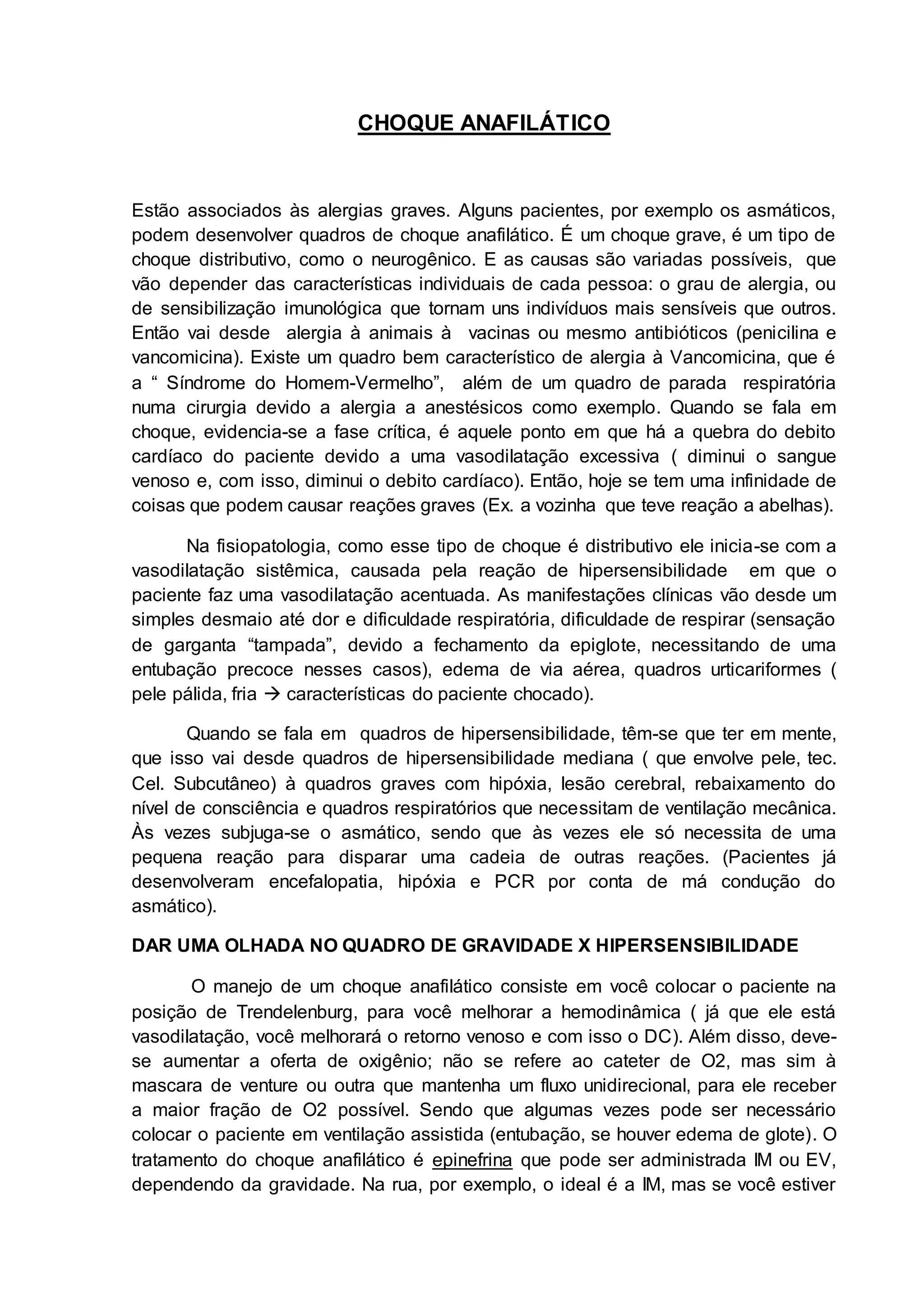Choque Anafilatico | DOCX