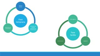Fase
temprana
Sistema
inmune
Activación de
cascada
inflamatoria/a
ntiinflamatoria
Alteración de
homeostasis
Fase
tardía
Falla orgánica
Apoptosis
Inmunosupresión
 