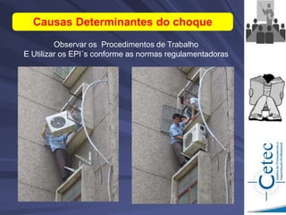 Observar os Procedimentos de Trabalho
E Utilizar os EPI´s conforme as normas regulamentadoras
Causas Determinantes do choque
 