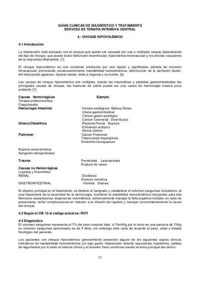 Choque hipovolemico