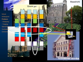 Groningen Maastricht Inhoud Achtergrond Probleem Ontsluiting Toegang Oplossingen Voorbeelden Conclusie Gedistribueerde verzamelingen 