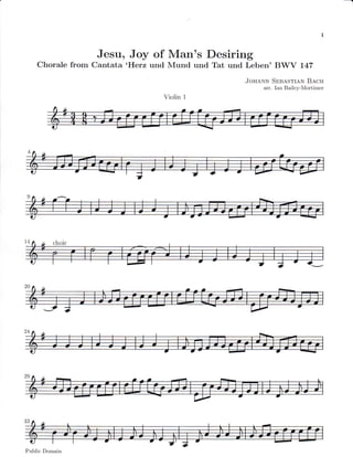 Jesu, Joy of Man's Desiring
     Chorale from Cantata '}J.erz und Mund und Tat und Letren' BWV 147
                                                      JouaNN SBeasrraN BecH
                                                          arr. Ian Bailey-Mortimer
                                  Violin   1




24




JJ




Public Dornain
 