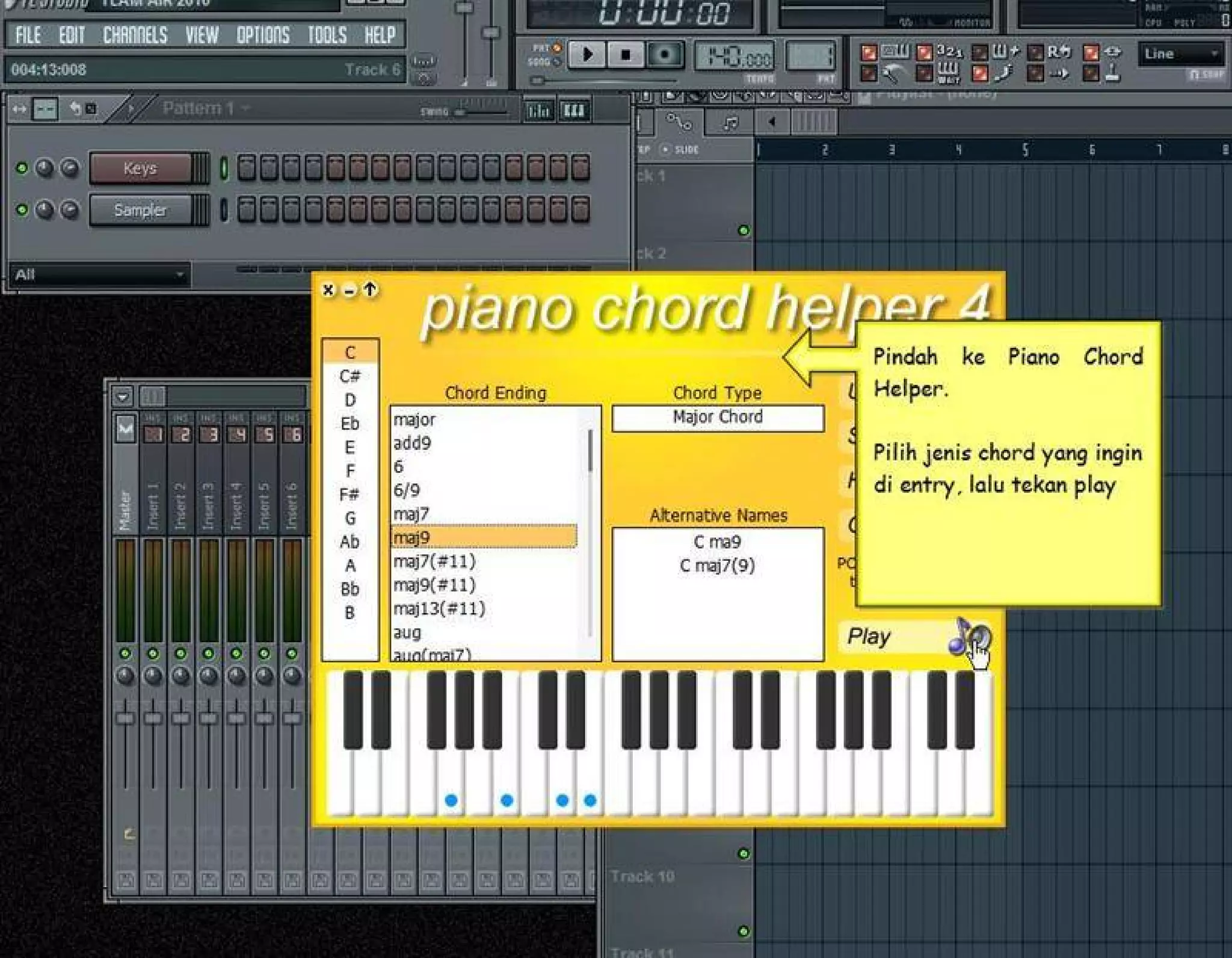 Chord builder using piano chord helper PPT