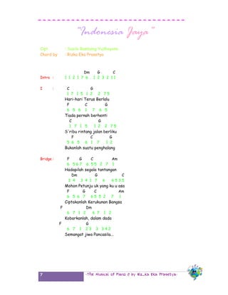 Not Lagu Indonesia Jaya Chord indonesia jaya