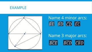 EXAMPLE
Name 4 minor arcs:
Name 3 major arcs:
 