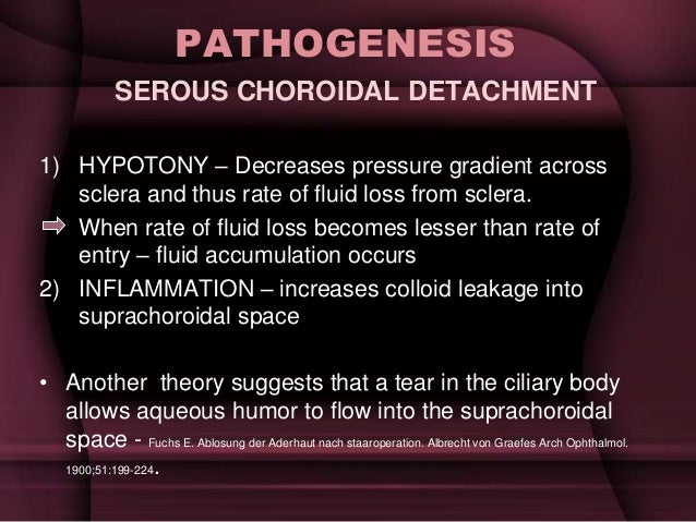 ETIOLOGY 11 PATHOGENESIS SEROUS CHOROIDAL DETACHMENT ETIOLOGY 11 PATHOGENESIS SEROUS CHOROIDAL DETACHMENT