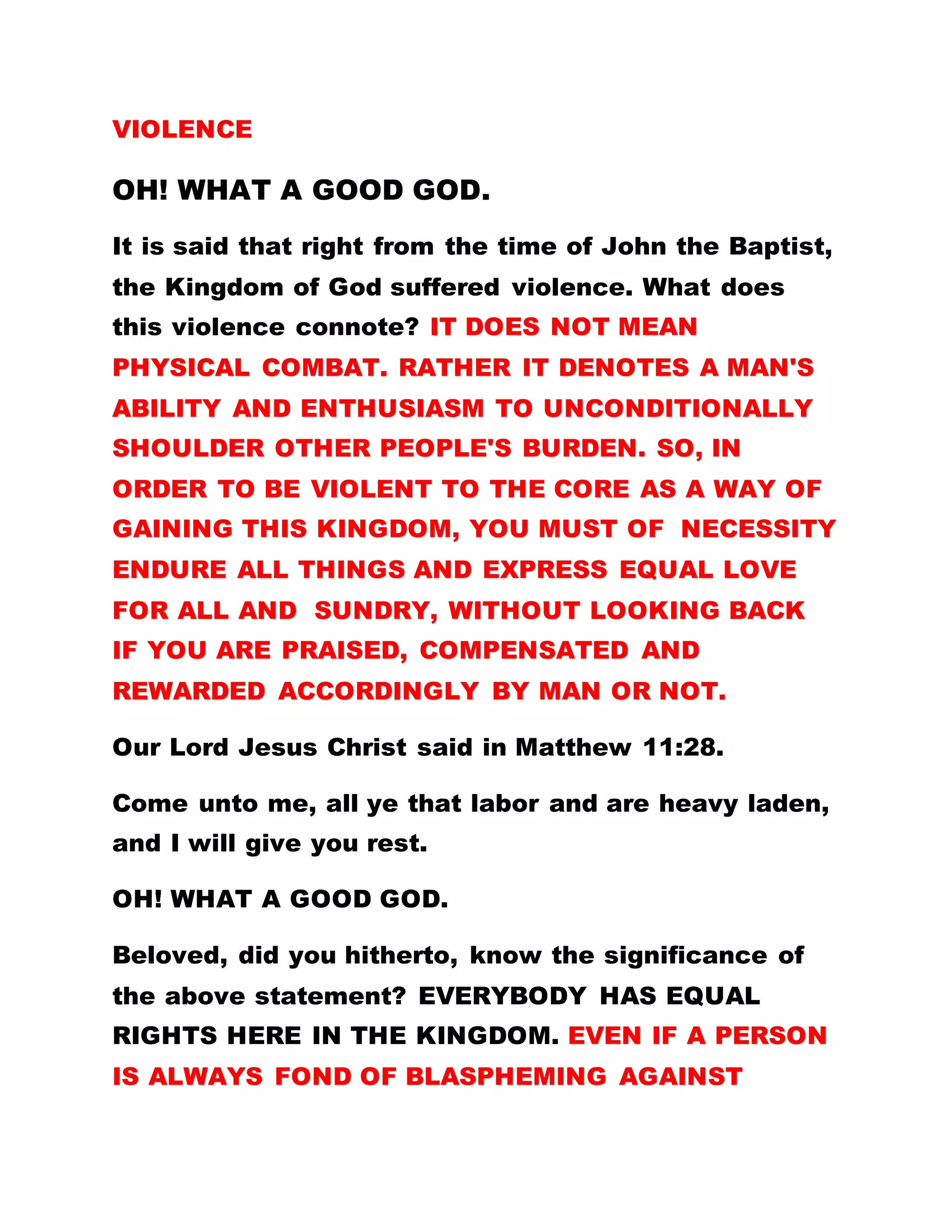 Romans regarded Christians as infidels. It is only
recently that the Pope visited Jerusalem.
The uprising in Catholicism was initiated by Martin
Luther he went to Rome to study Theology. In Rome,
he was taught rather irrelevant doctrines and
practices which were incompatible with Christ’s
teachings. Martin Luther made this discovery when
he traveled into the hinterlands where he met some
of the disciples of Christ. He found them practicing
oneness and co-existing and preaching the gospel of
love one another.
BY LEADER OLUMBA OLUMBA OBU
THE NAME SHOOK ALL FORCES:
Revelation 17: 14
14: These shall make war with the Lamb, and the
Lamb shall overcome them: for he is Lord of lords,
and King of kings: and they that are with him are
called, and chosen, and faithful.
The name tagged, "THE SOLE SPIRITUAL HEAD,"
disturbed many people, ESPECIALLY SOME BIG
PEOPLE IN BCS. They persuaded the students to
 