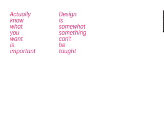 My Learning Journey in Design (2012)