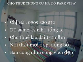 Cho thue chung cu HA DO PARK VIEW