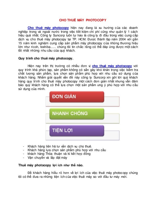 CHO THUÊ MÁY PHOTOCOPY
Cho thuê máy photocopy hiện nay đang là xu hướng của các doanh
nghiệp trong và ngoài nước trong việ...