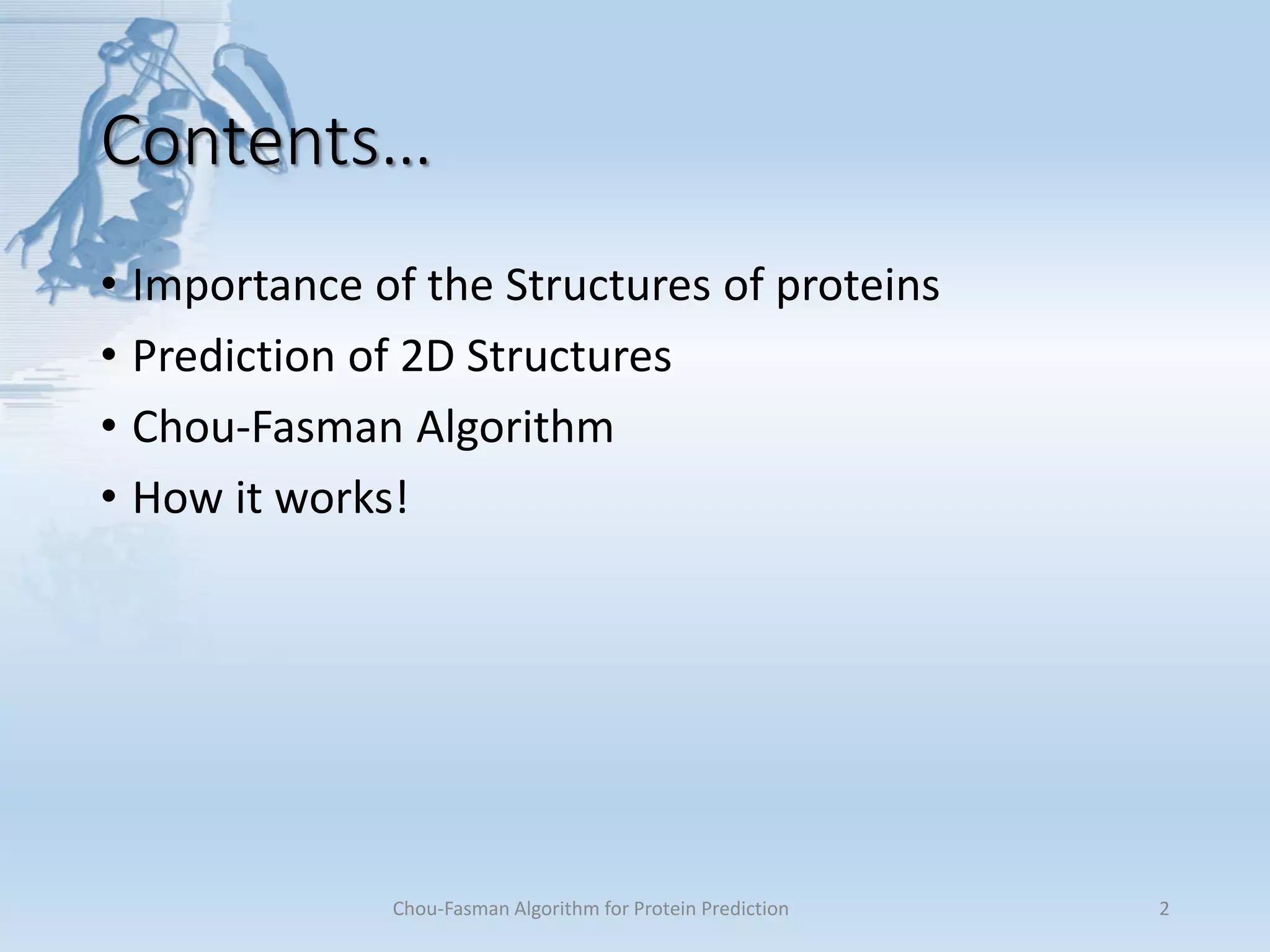 Chou fasman algorithm for protein structure prediction | PPTX