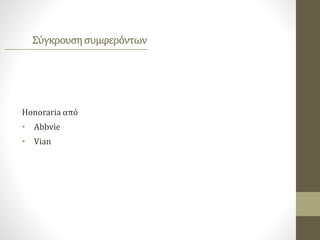 Honoraria από
• Abbvie
• Vian
Σύγκρουσησυμφερόντων
 