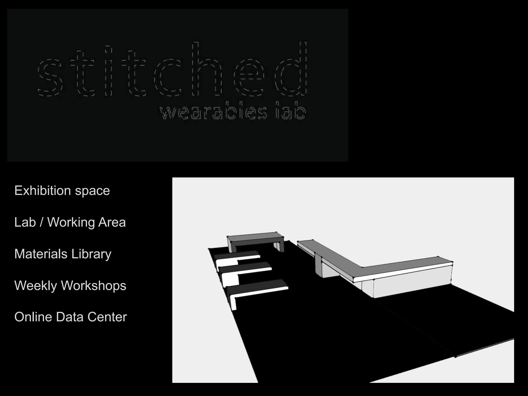 Exhibition spaceLab / Working AreaMaterials LibraryWeekly WorkshopsOnline Data Center