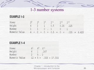 Chapter 1 Introduction to the
Microprocessor and Computer 50
1-3 number systems
 