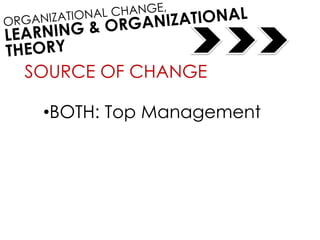 SOURCE OF CHANGE
•BOTH: Top Management
 