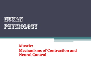 Muscle:
Mechanisms of Contraction and
Neural Control
Human
physiology
 