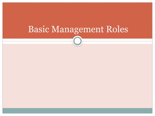 Basic Management Roles
 