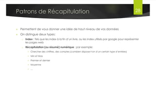MapReduce V1 (MRv1)
•  JobTracker
§  Divise le travail sur les Mappers et Reducers, s’exécutant sur les différents
nœuds
•  TaskTracker
§  S’exécute sur chacun des nœuds pour exécuter les vraies tâches de Map-
Reduce
§  Choisit en général de traiter (Map ou Reduce) un bloc sur la même machine
que lui
§  S’il est déjà occupé, la tâche revient à un autre tracker, qui utilisera le
réseau (rare)
Dr. Lilia SFAXI www.liliasfaxi.wix.com/liliasfaxi 28
Démons
 