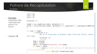 MapReduce V1 (MRv1)
•  Le Job Tracker s’exécute sur une seule machine, et fait plusieurs
tâches (gestion de ressources, ordonnancement et monitoring des
tâches…)
§  Problème de scalabilité: les nombreux datanodes existants ne sont pas
exploités, et le nombre de noeuds par cluster limité à 4000
•  Si le Job Tracker tombe en panne, tous les jobs doivent redémarrer
§  Problème de disponibilité: SPoF
•  Le nombre de map slots et de reduce slots est prédéfini
§  Problème d’exploitation: si on a plusieurs map jobs à exécuter, et que les
map slots sont pleins, les reduce slots ne peuvent pas être utilisés, et vice-
versa
•  Le Job Tracker est fortement intégré à Map Reduce
§  Problème d’interoperabilité: impossible d’exécuter des applications non-
MapReduce sur HDFS
Dr. Lilia SFAXI www.liliasfaxi.wix.com/liliasfaxi 30
Problèmes
 