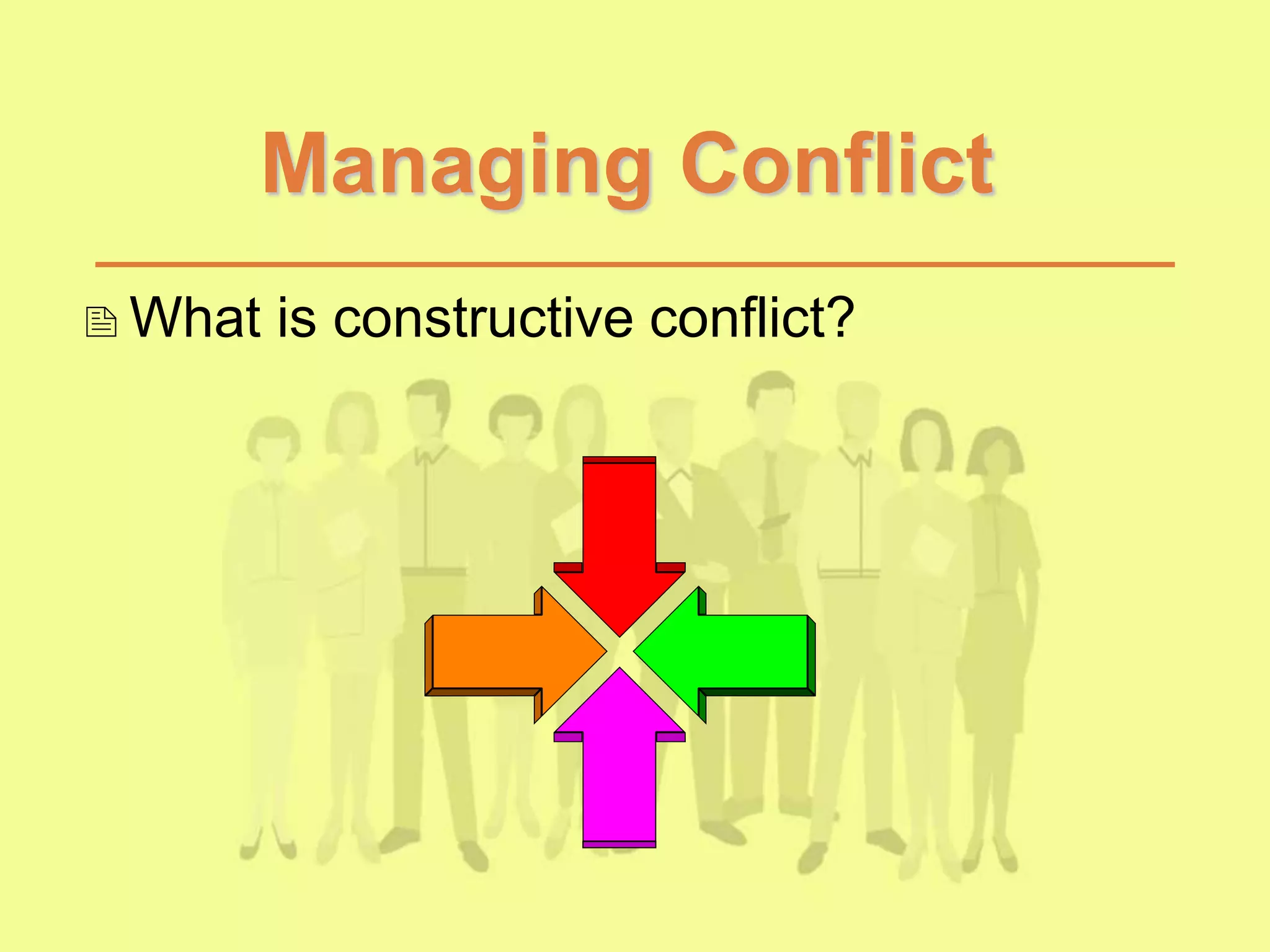 Managing Conflict
What is constructive conflict?
 