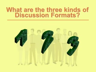 What are the three kinds of
Discussion Formats?
 