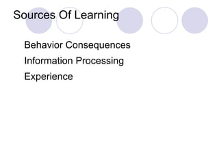 Sources Of Learning Behavior Consequences Information Processing Experience 