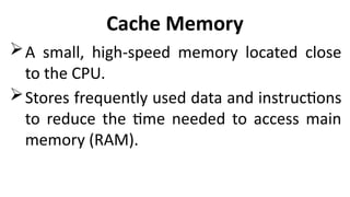 CH&PCM 03 CPU Cache memory and its types | PPTX