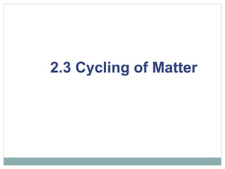 2.3 Cycling of Matter
 