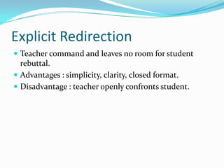 Verbal Redirection Examples Verbal Interventions and Use of Logical Consequences | PPTX