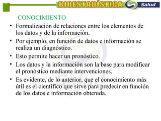 CONOCIMIENTO
• Formalización de relaciones entre los elementos de
los datos y de la información.
• Por ejemplo, en función de datos e información se
realiza un diagnóstico.
• Esto permite hacer un pronóstico.
• Los datos y la información son la base para modificar
el pronóstico mediante intervenciones.
• Es evidente, de lo anterior, que el conocimiento más
útil es el científico que sirve para predecir en función
de los datos e información obtenida.
1-10
 
